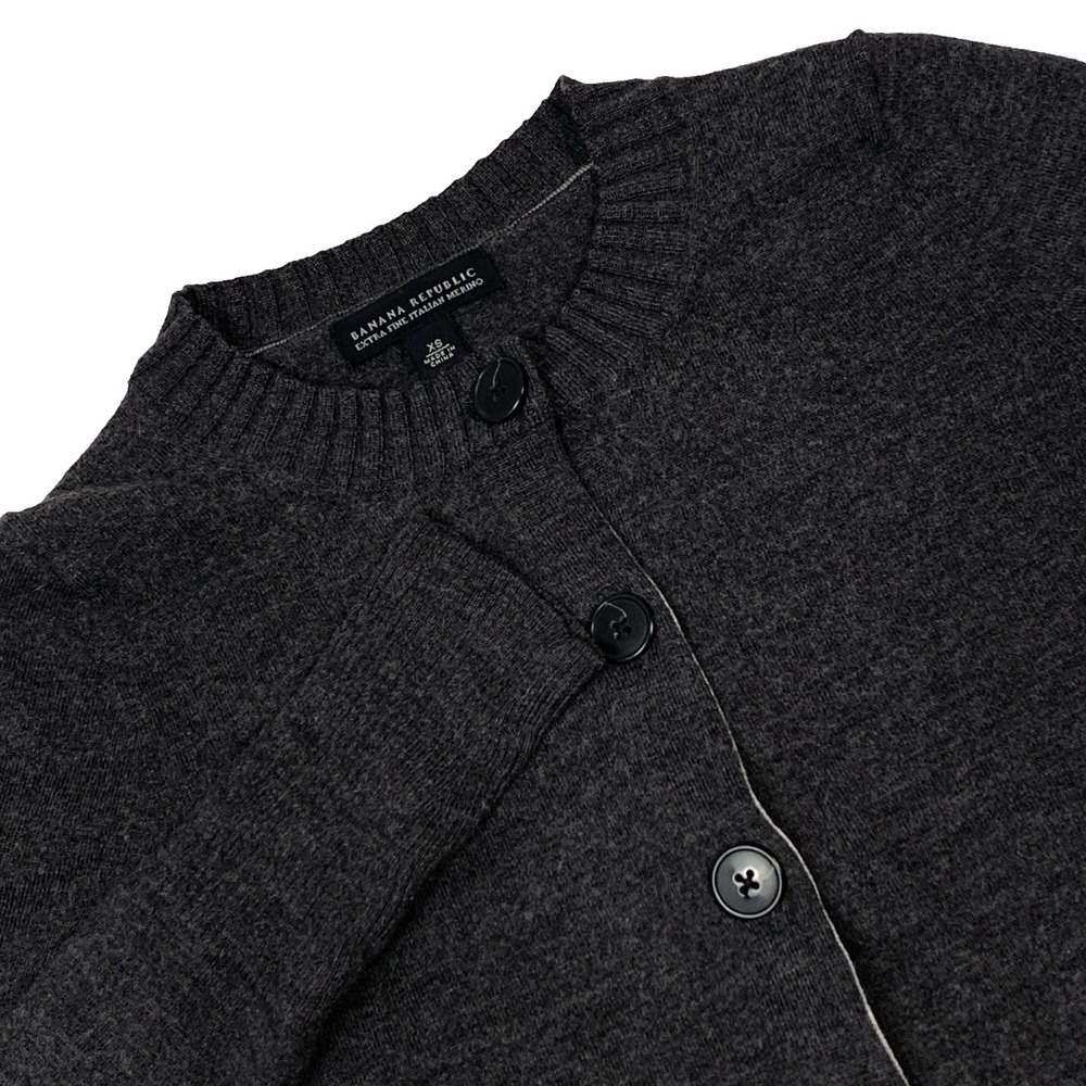 Banana Republic Italian Merino Wool Cardigan Sweater Women's XS Gray Button